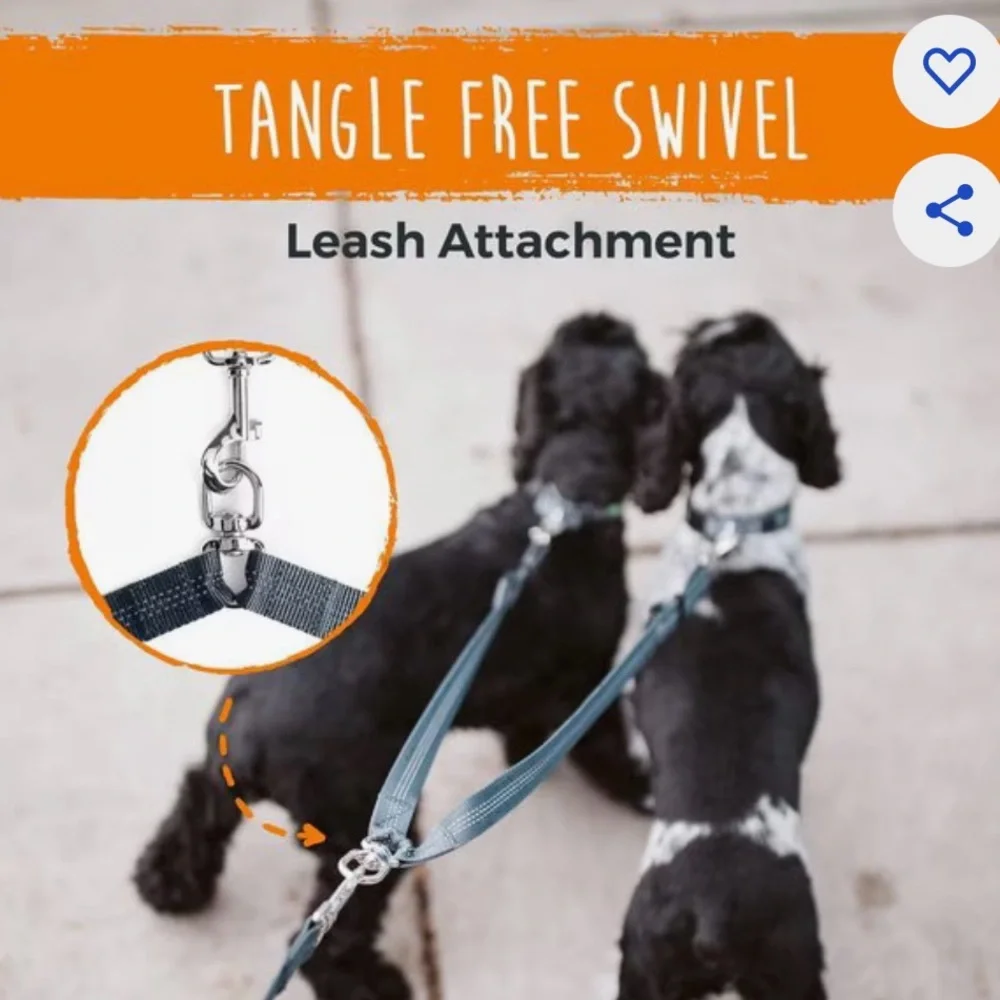 Mighty Paws Nylon Reflective Double Dog Leash